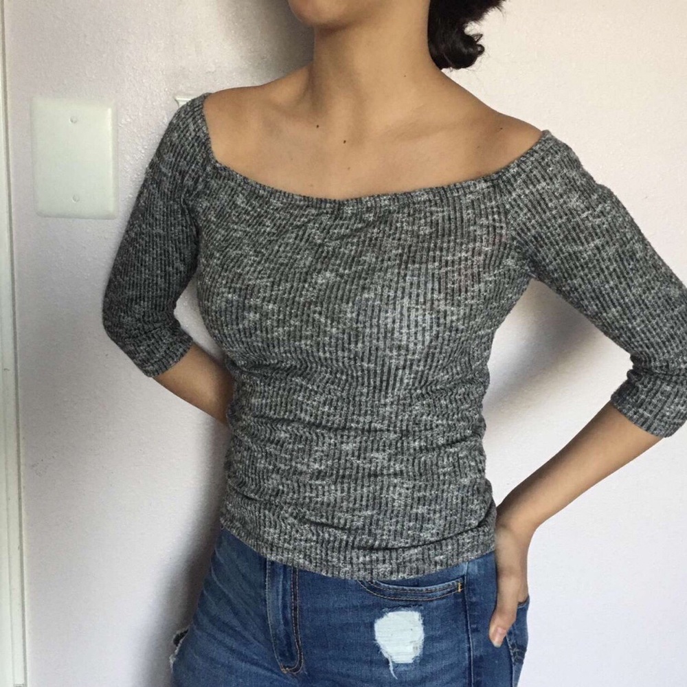 Off the Shoulder Grey Top